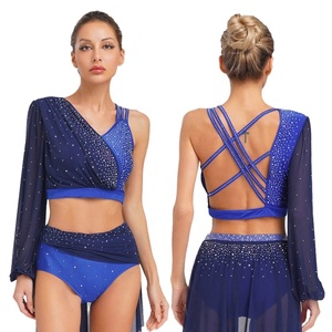 Ropa de Danza para Mujer, Top Corto para Danza Lírica, Ropa de Danza Contemporánea para Espectáculos, Competencias, Diseñadores de Vestuario de Danza - Product Image 2