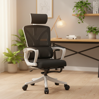 Chaise de bureau pivotante ergonomique de haute qualité, réglable, pour le gaming, avec dossier en mesh et structure métallique