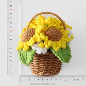 ตะกร้าดอกทานตะวันถักหลากสีทำมือ กระถางดอกทานตะวันขนาดเล็กสำหรับฮาโลวีน ตะกร้าดอกไม้โครเชต์ปรับแต่งได้ - Product Image 3