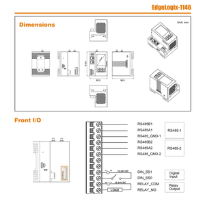 Edgelogix-1146 בקר plc עם <span class=keywords><strong>2</strong></span>.4 ''hmi <span class=keywords><strong>2</strong></span> גרם 16GB emmc rs485 ממשק תקשורת לשליטה תעשייתית - Product Image 6