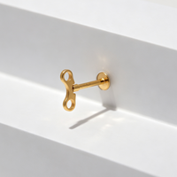 Perhiasan Tubuh Tragus Helix Mini Flat Back Labret Stud Berulir Dalam dari Baja Tahan Karat YW 16G