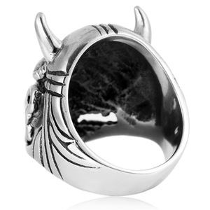 yunnique Men's <b>Titanium</b> Steel <b>Ring</b> Silver Bull Demon King Animal Shape Fashion Jewelry Gift - Product Image 4