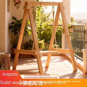 Chaise suspendue pour enfants en bois massif de style méditerranéen et panier de balcon pour une utilisation intérieure à la maison - Product Image 4