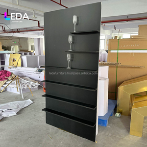 LEDA Nouveau support mural pour flûtes à champagne entièrement noir, support mural pour fleurs de champagne, support mural pour champagne en PVC noir, présentoir à verres - Product Image 3