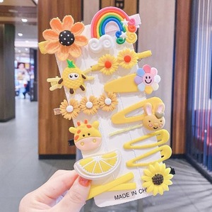 Handmade14pcs 귀여운 만화 꽃 과일 만화 무지개 헤어 클립 세트 여자 아이 머리핀 머리핀 어린이 액세서리 - Product Image 6