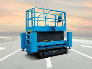 Meja Angkat Gunting Off-road CE <span class=keywords><strong>Heavy</strong></span> <span class=keywords><strong>Duty</strong></span> 8m 10m 12m 14m, <span class=keywords><strong>Platform</strong></span> Kerja Udara Kapasitas 500kg, Rangka Baja, Track Karet - Product Image 3