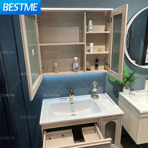 Tocador <span class=keywords><strong>de</strong></span> <span class=keywords><strong>Mickey</strong></span> Grey para Villas, lavabo <span class=keywords><strong>de</strong></span> cerámica <span class=keywords><strong>de</strong></span> madera multicapa resistente al agua, cajones dobles, tocadores <span class=keywords><strong>de</strong></span> <span class=keywords><strong>baño</strong></span> <span class=keywords><strong>de</strong></span> vidrio Changhong - Product Image 4