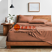 Tissu de drap de lit en microfibre 100 % polyester ultra doux, lavé au sable et froissé
