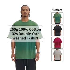 260G Wasbaar T-Shirt Wasbaar Oud Stropdas Geverfd Amerikaanse Stijl O-hals Oversized Hiphop Loszittend Heren T-Shirt