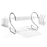 Nouveauté : Égouttoir à vaisselle en acier inoxydable à 2 niveaux en forme de S, support de rangement pour assiettes, tasses et bols