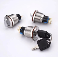 Interrupteur à bouton-poussoir en acier inoxydable 22mm 2/3 positions en acier inoxydable rotatif Dpdt à verrouillage sur 12V