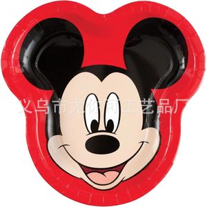 Assiettes en papier rondes <span class=keywords><strong>Mickey</strong></span> Mouse, noires et rouges, pour fêtes d'<span class=keywords><strong>anniversaire</strong></span> et célébrations - Product Image 1