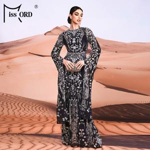 Collo a manica lunga Maxi paillettes Hijab arabo <span class=keywords><strong>Istanbul</strong></span> marocchino turco Dubai musulmani abiti da sera modesti per le donne - Product Image 5