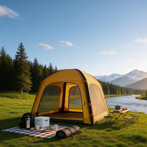 Square Camping <b>Canopy</b> <b>Tent</b> with Zipper n 4-Way Ventilation Waterproof Dome <b>Tent</b> for Outdoor Camping and Family Gatherings - Product Image 1