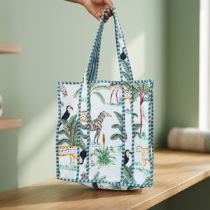 Artistic Floral Embroidered Cotton <b>Tote</b> With <b>Padded</b> Quilting And Shoulder Carry Design For Contemporary Casual Fashion - Product Image 4