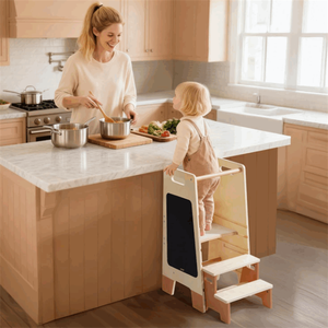 Torre di Apprendimento 2-in-1 per Bambini con Sgabello, Altezza Regolabile per Cucina e Bagno - Product Image 2