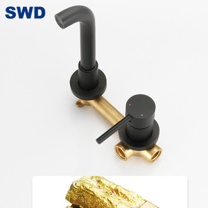 Vòi Chậu Rửa Gắn Tường Màu Đen Gắn Tường Vòi Chậu Rửa Thân Lõm Bằng Đồng Thau Vòi Nước Gắn Tường Phòng Tắm - Product Image 6