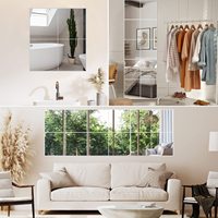 Wholesale Self Adhesive Acrylic Mirror Flexible Plastic Mirror Sheets Wall Stickers Combination Frameless Small Mirror