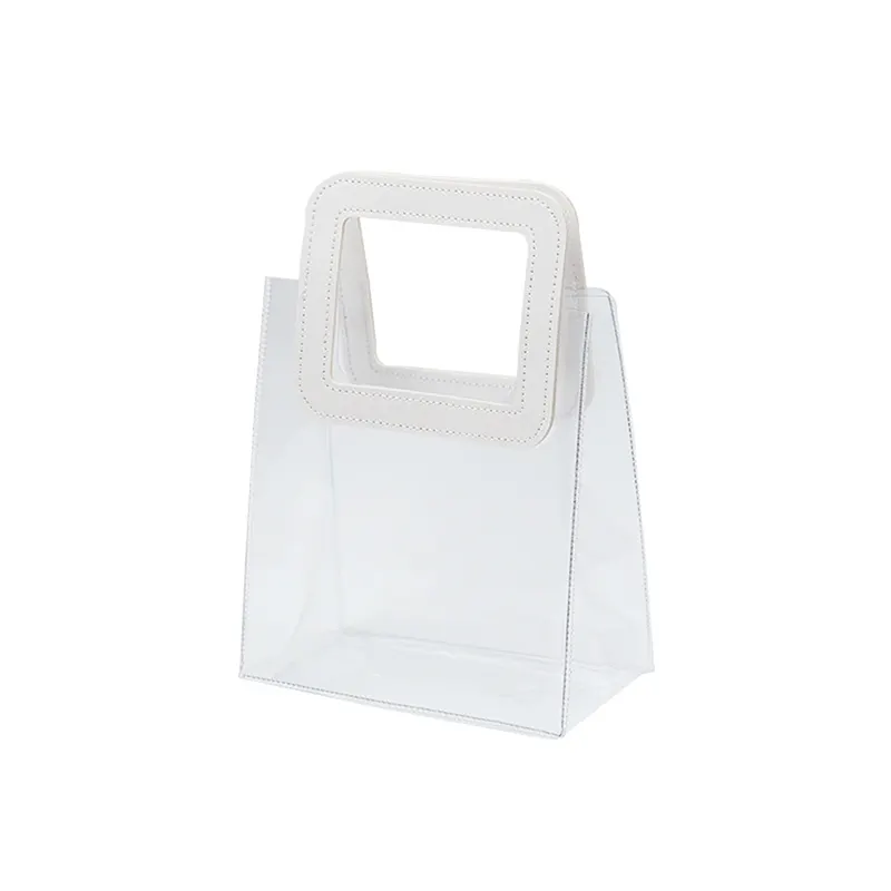Bolso de compras de PVC con logotipo personalizado, bolsa de mano transparente de PVC