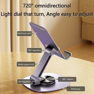 Supporto per Telefono e Tablet da Scrivania in Lega di Alluminio con Rotazione a 360° Pieghevole Flessibile Portatile - Product Image 3