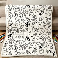 Couverture à colorier sur le thème du football, 100% polyester, lavable, en polaire, activité artistique éducative, cadeau pour garçons et filles
