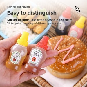 Mini Bouteille Portable Mignonne en Plastique Alimentaire pour Sauce, Bouteilles de Ketchup et Vinaigrette à Visser avec Bouchon, Boîte en Plastique - Product Image 3