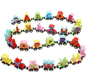 बच्चे एबीसी पत्र वर्तनी लकड़ी चुंबक खिलौने बच्चा वर्णमाला ट्रेन वाहन कार शैक्षिक लड़कों बच्चों खिलौना गाड़ियों
