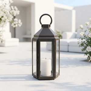 Lanterne porte-bougie en acier inoxydable 304 de style moderne, fabriquée à la main, avec taille personnalisable disponible pour la décoration intérieure et extérieure - Product Image 1
