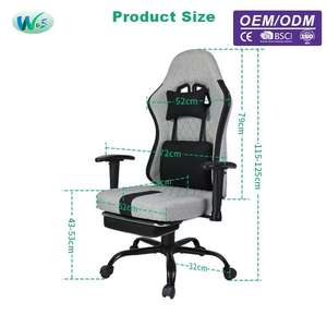 Nhà máy sản xuất ghế WS8365 chuyên nghiệp, ghế chơi game bằng vải gai dầu, ghế xoay 360 độ. - Product Image 4