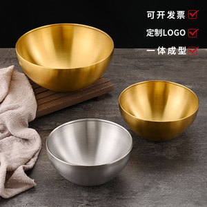 Tazón para ensalada de acero inoxidable con acabado dorado, para uso en cocinas de hoteles, grado 304, apto para alimentos, para ensalada, fideos y arroz. - Product Image 3