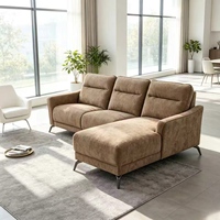 Canapé d'angle modulaire de luxe moderne en forme de L avec chaise longue et surface en tissu confortable pour appartement, hôtel et villa