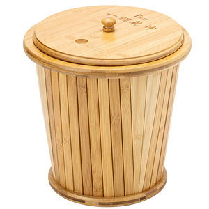 Bamboo Tea Dregs <b>Bucket</b> <b>With</b> <b>Lid</b> Natural Wood Color For Kung Fu Tea Ceremony Household Use - Product Image 5