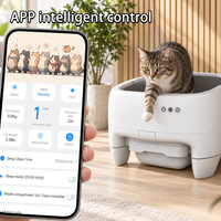 Bac à litière pour chat autonettoyant à toit ouvert avec contrôle par application pour maisons à plusieurs chats, conception avec capteur de sécurité