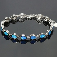 Bracelet de chaîne à maillons en opale bleue à la mode pour la vente en gros