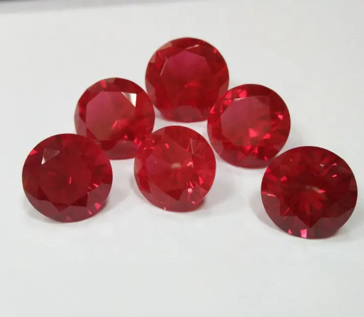 Round cut synthetic corundum loose gemstones synthetic rough ruby gemstone for jewelry