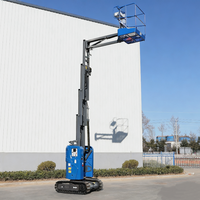 Neue elektrische 10m Vertikalmast-Hebebühne auf Raupenfahrwerk für Bauarbeiten, Teleskop-Auslegerbühne für Landwirtschaft und Fabrikflächen, kleine Hebebühne