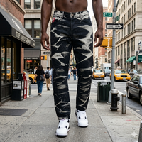 Nouveau Jean Homme 2026 Effet Marbre Noir Délavé Style Crayon Denim Punk & Hip Hop Vintage Streetwear Hiver
