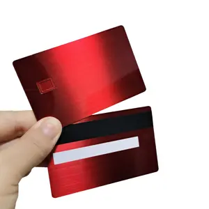 Disesuaikan Kosong Visa Kredit FM4442 Chip Slot Kartu Logam 0.8Mm Polos Kosong Stainless Steel Logam Kartu Kredit Bank Kartu ATM