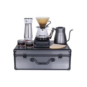 Hot Sale 9-Piece Premium Eco-Friendly Square Stainless Steel Travel Case Stocked <b>Arabic</b> Coffee Kit Pour Kettle Grinder Hand Drip - Product Image 1