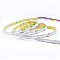 Vente en gros d'usine, bande LED flexible COB RGBCCT 12 mm 896 LED/m, DC24V, blanc chaud, rouge, bleu, éclairage linéaire Tira, UL