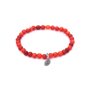 Bracciale con perline di corallo 8mm 18,5cm in acciaio inossidabile, gioiello unisex alla moda - Product Image 1