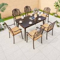 Ensemble de patio en aluminium coulé, chaises JiaoLan, table rectangulaire en aluminium de 150 cm, meubles de jardin d'extérieur