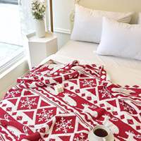 Couverture chaude en peluche et moelleux Xmas Moose Snowflake Soft Microfiber Knitted Reversible Blanket