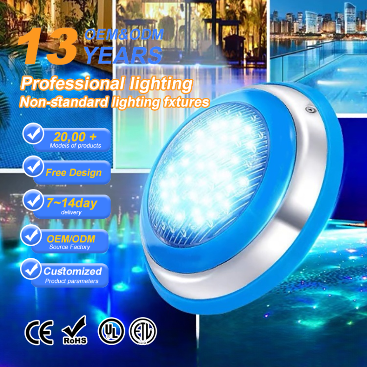 Modern 24V RGB Stainless Steel Swimming Pool Light IP68 Waterproof Rechargeable LED Underwater Light for Small Fountains