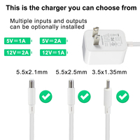White Power 12V 1A Adaptateur DC Barrel Jack Mâle 2.5mm America Plug pour LED Light Plug-In Connection