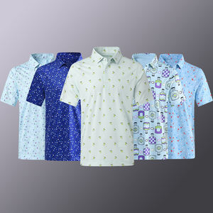 เสื้อโปโลแบบเข้ารูปผ้าไนลอนสแปนเด็กซ์สำหรับผู้ชายพิมพ์ลายซับลิเมชันเป็นมิตรกับสิ่งแวดล้อมโลโก้ตามสั่ง - Product Image 1