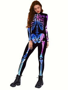Disfraz de Halloween de Esqueleto Aterrador para Mujer Adulta, Traje de Seda con Pantalones Cortos, Disfraces de TV y Películas - Product Image 6