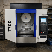 Centre d'usinage CNC T700H à changeur d'outils automatique, capacité de table 250 kg et déplacement 700x400x320 mm, pour composants en acier de machines