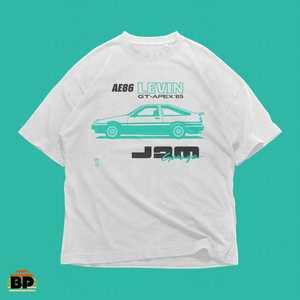 Maglietta Unisex in Cotone Pesante AE86 Levin JDM, T-Shirt Retrò con Grafica Auto, Regalo per Appassionati di Auto d'Epoca, Abbigliamento Stile Anni '80 - Product Image 1