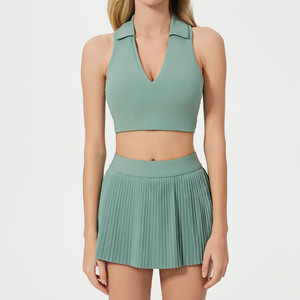 Ensemble plissé 2 pièces col polo Peak Ball pour femmes, idéal pour le fitness, le golf, le yoga, le pickleball et le tennis - Product Image 3